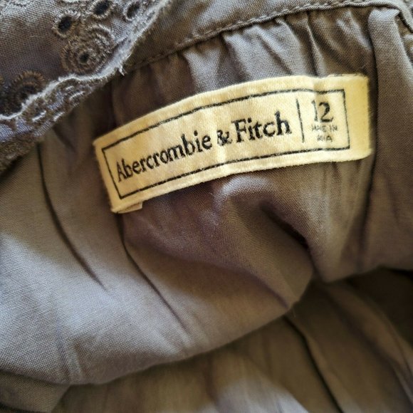 Y2K Abercrombie and Fitch Gray / Blue Lace Eyelet Midi Dress Size 10 / 12 - Picture 7 of 7